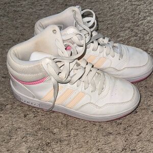 Adidas White and Peach High-Tops